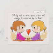 Miss You Sister Cute Briefkaart (Voorkant / Achterkant)