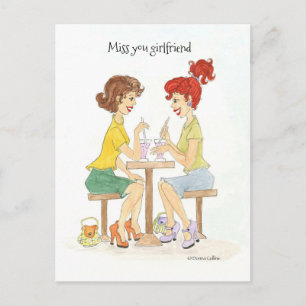 Miss You Soda Meisjes Briefkaart