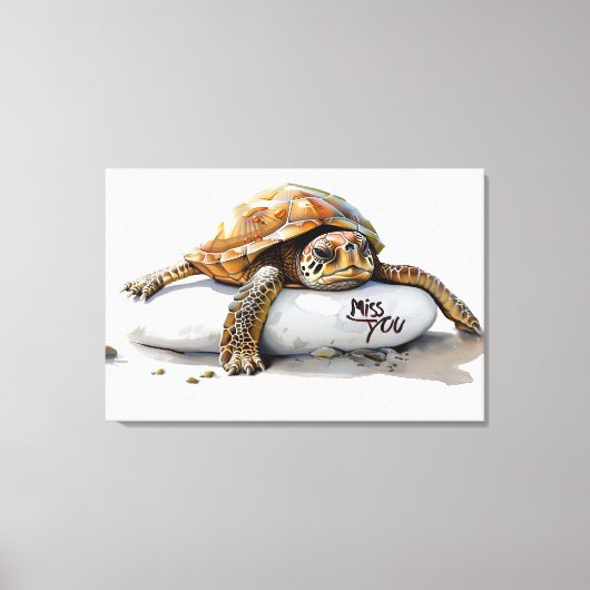 "Miss You" Turtle Canvas Afdrukken (Voorkant)