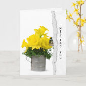 Miss You vlinder op daffodil Kaart (Gele Bloem)