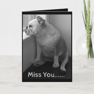 Miss You Wenskaart-Sad Bulldog Kaart