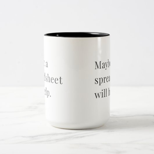 Misschien helpt een spreadsheet de Mok voor Data L (Center)