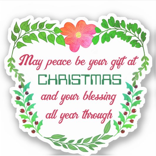 MISSCHIEN KAN VREDE UW VERMOGEN ZIJN IN CHRISTMAS STICKER (Voorkant)