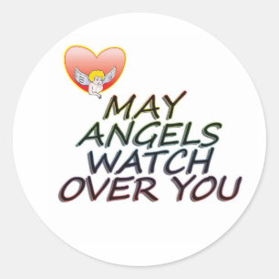 MISSCHIEN KUNNEN ANGELS OVER U VERWACHTEN RONDE STICKER