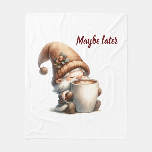 Misschien later Gnome Drink Koffie Fleece Deken (Voorkant)
