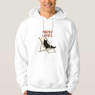 Misschien Later Zwarte Kat op Strandstoel Hoodie