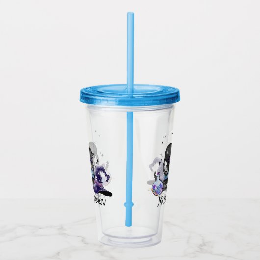 Misschien morgen - Zwarte kat, boeken en hekserige Acryl Drinkbeker (Rechts)