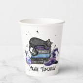 Misschien morgen - Zwarte kat, boeken en hekserige Papieren Bekers (Achterkant)