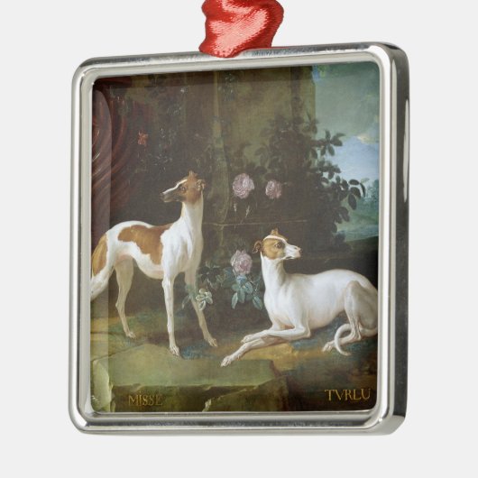 Misse en Turlu, twee windhonden van Louis XV Metalen Ornament (Links)