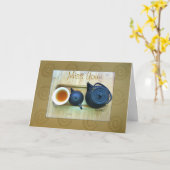 Missen thee thee setting stilleven foto kaart (Gele Bloem)