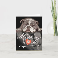 Missen van je trieste bulldog schattige briefkaart