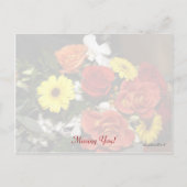 Missend Hart Boeket Sjabloon Op Achterkant Briefkaart (Achterkant)