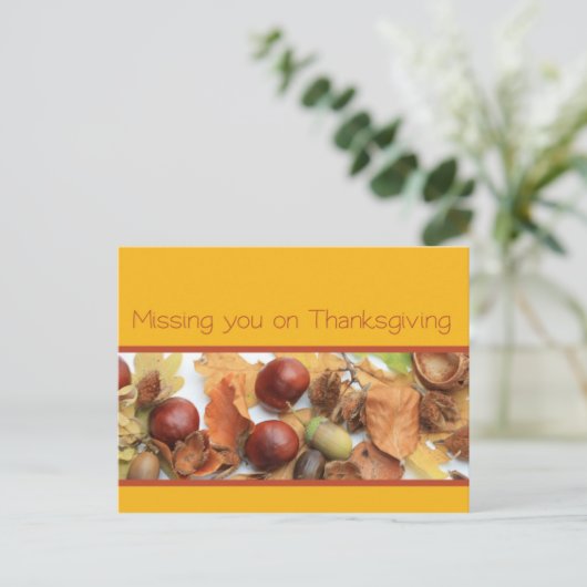 missend u Thanksgivinggebladerte Feestdagenkaart (Staand voorkant)