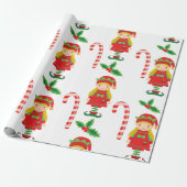 Misses Elf en Candy Canes Cadeaupapier (Uitgerold)