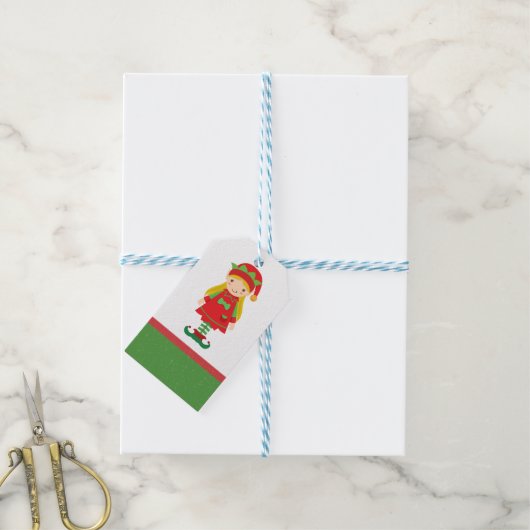 Misses Elf en Candy Canes Gift Bag Cadeaulabel (Met Touw)