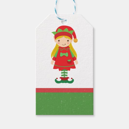 Misses Elf en Candy Canes Gift Bag Cadeaulabel (Voorkant)