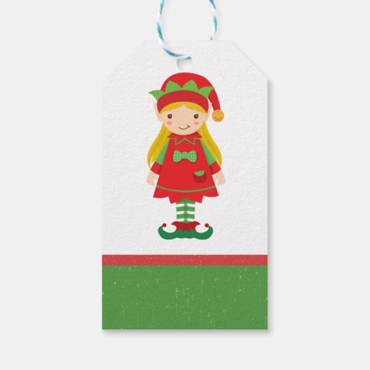 Misses Elf en Candy Canes Gift Bag Cadeaulabel (Achterkant)