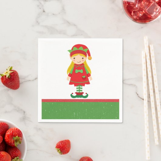 Misses Elf en Candy Canes Medium Gift Bag Servet (Insitu)