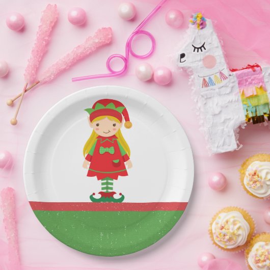 Misses Elf en Candy Canes Papieren Bordje (Feest)