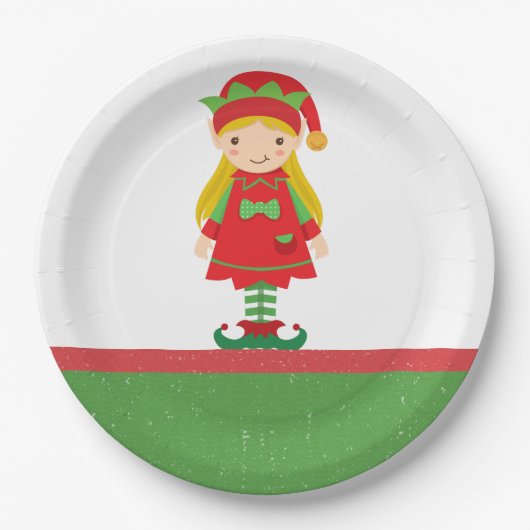 Misses Elf en Candy Canes Papieren Bordje (Voorkant)