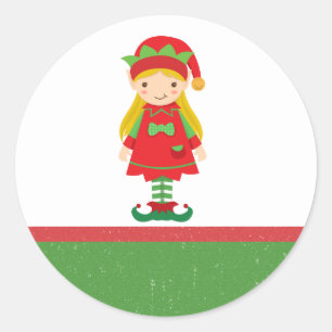 Misses Elf en Candy Canes Ronde Sticker