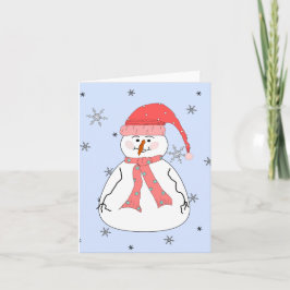 Misses Snowman Snowing Whimsical Primitive Art Feestdagen Kaart