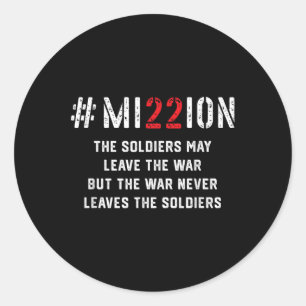 Missie Red 22 Levens veteranen per dag Suïcidebewu Ronde Sticker