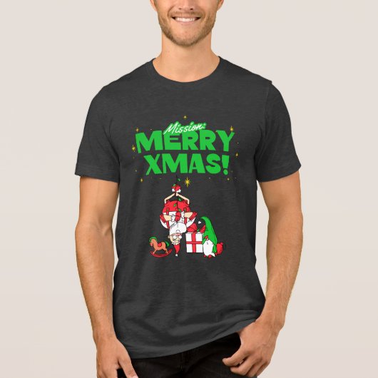 Missie: Vrolijk kerstfeest! Tri-Blend Shirt (Voorkant)