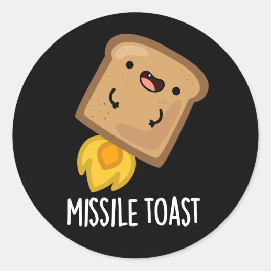 Missile Toast Grappige Mistletoe Puns Donker BG Ronde Sticker (Voorkant)