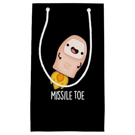 Missile Toe Funny Mistletoe Pun Dark BG Klein Cadeauzakje (Voorkant)