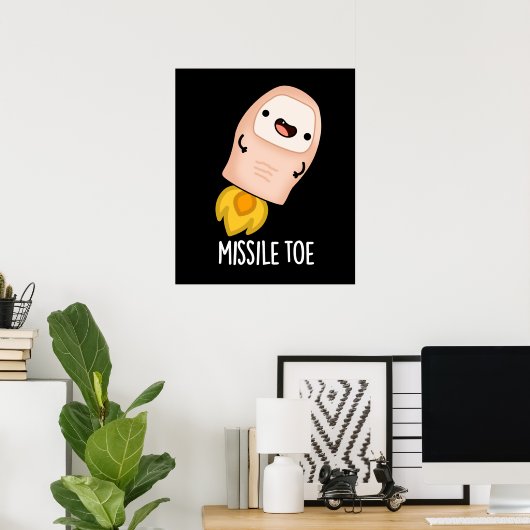 Missile Toe Funny Mistletoe Pun Dark BG Poster (Thuiskantoor)