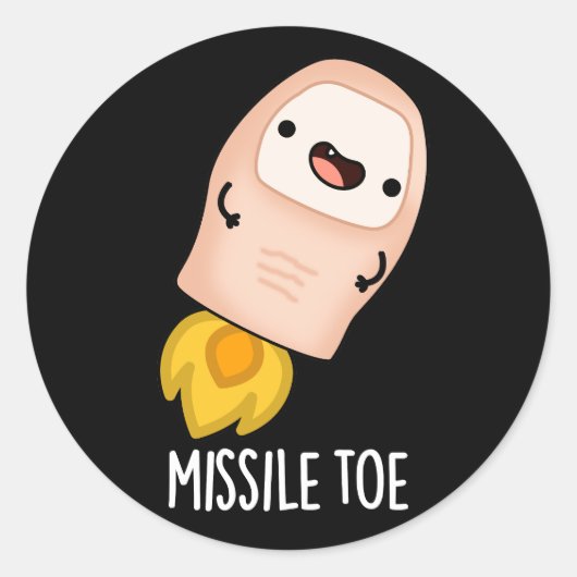 Missile Toe Funny Mistletoe Pun Dark BG Ronde Sticker (Voorkant)