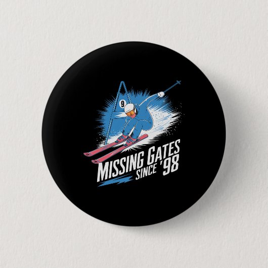 Missing Gates Since 98 Alpine Skiing Ronde Button 5,7 Cm (Voorkant)