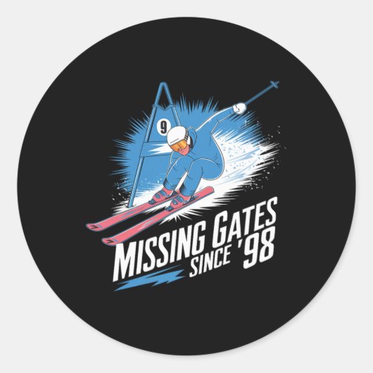 Missing Gates Since 98 Alpine Skiing Ronde Sticker (Voorkant)