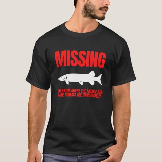 Missing Muskie Funny Vist T-shirt (Voorkant)