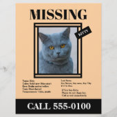 Missing Pet Flyer Custom Photo, Info (Achterkant)