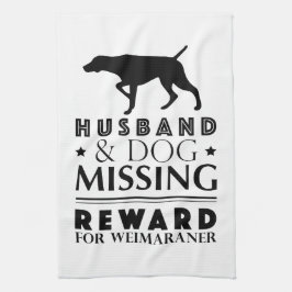 MISSING WEIMARANER KITCHEN TOWEL 16x24 WHITE Theedoek