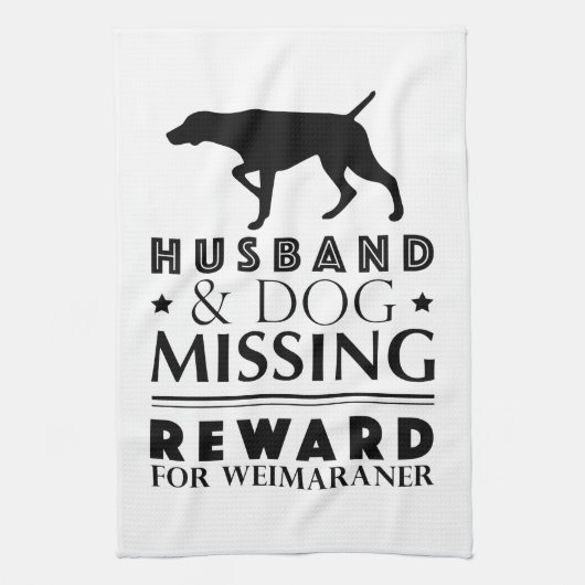 MISSING WEIMARANER KITCHEN TOWEL 16x24 WHITE Theedoek (Verticaal)