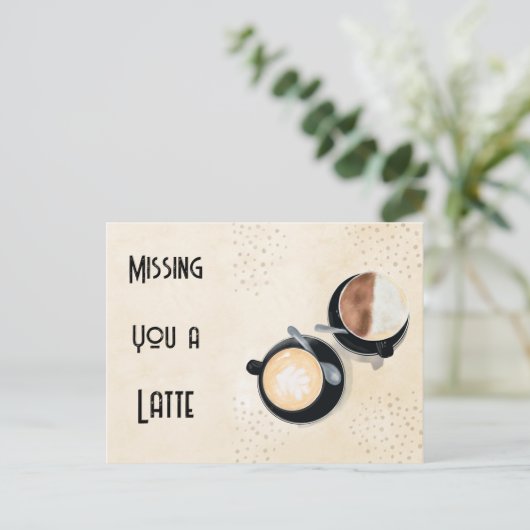 Missing You A Latte Postcard Briefkaart (Staand voorkant)
