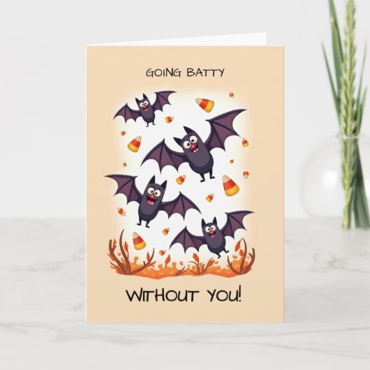 Missing You at Halloween Going Batty Cute Bats Kaart (Voorkant)