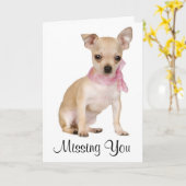 Missing You Chihuahua Puppy Dog Greeting Card Kaart (Gele Bloem)