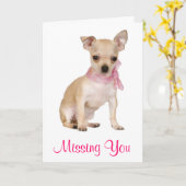 Missing You Chihuahua Puppy Dog Wenskaart Kaart (Gele Bloem)