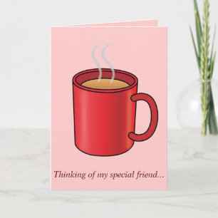 Missing You Friend: Red Coffee Mok Kaart