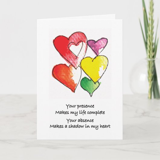 Missing You Hearts Kaart (Voorkant)