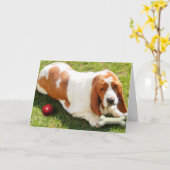 Missing You kaart met Basset Hound (Gele Bloem)