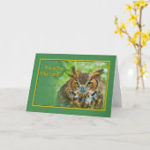 Missing You Kaart met Great Horned Owl (Gele Bloem)