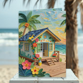 Missing You | Long Distance Beach Themed Kaart