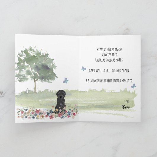 Missing You Lost Black Labradoodle Dog bij het raa Kaart (Binnen)
