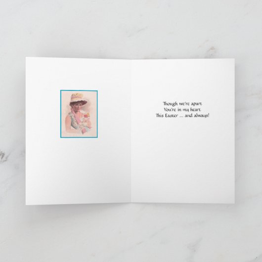 Missing You on Easter -  Dame met Bonnet Feestdagen Kaart (Binnen)