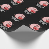 Missing You Pig Time Funny Animal Pun Dark BG Cadeaupapier (Hoek)